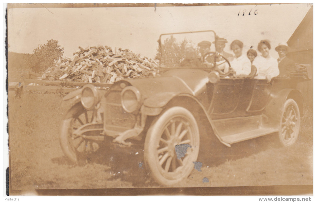 Real Photo - Car In 1916 - Animated - Please Help To Identify - 2 Scans - To Identify