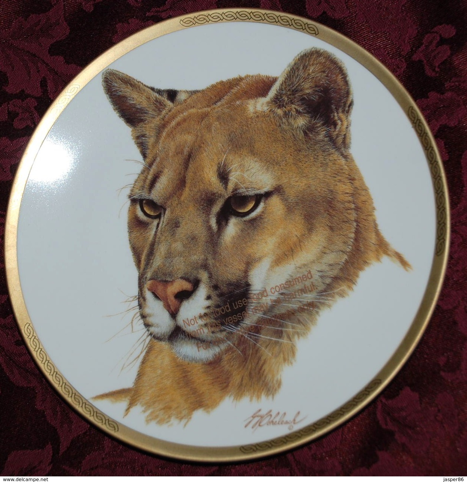 PUMA COLLECTABLE PLATE, Wild Animals LENOX, T10 - Other & Unclassified