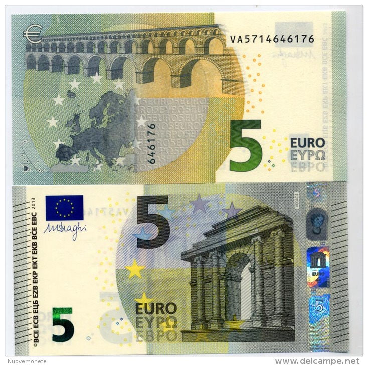 5 EURO VA SPAGNA V004.. SIGNED DRAGHI UNC FDS - 5 Euro
