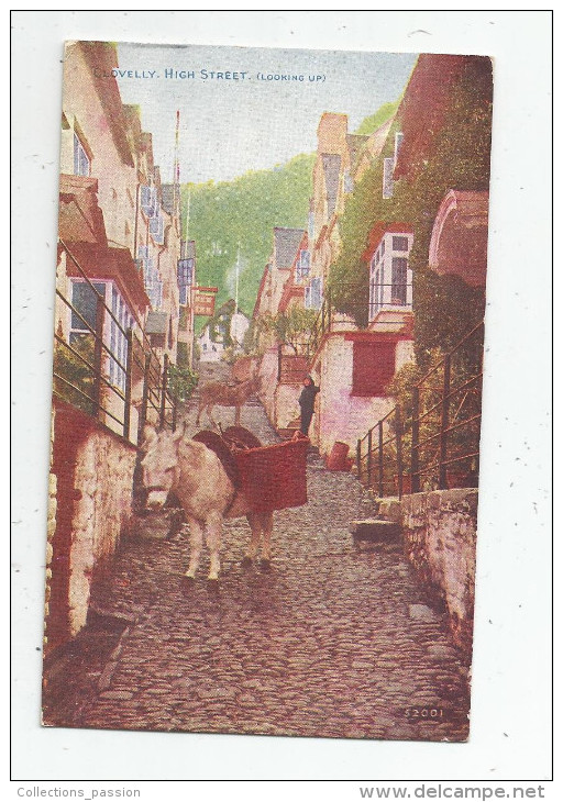 G-I-E , Cp, Angleterre , CLOVELLY  , ANIMAUX , ÂNE , HIGH STREET , Looking Up , Celesque , Ed : Photochrom - Clovelly