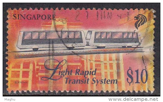 Singapore Used 1997, $10.00 Transport Series, Light Rapid Transport System, Train Carriage  (Cond. As Scan) - Singapore (1959-...)