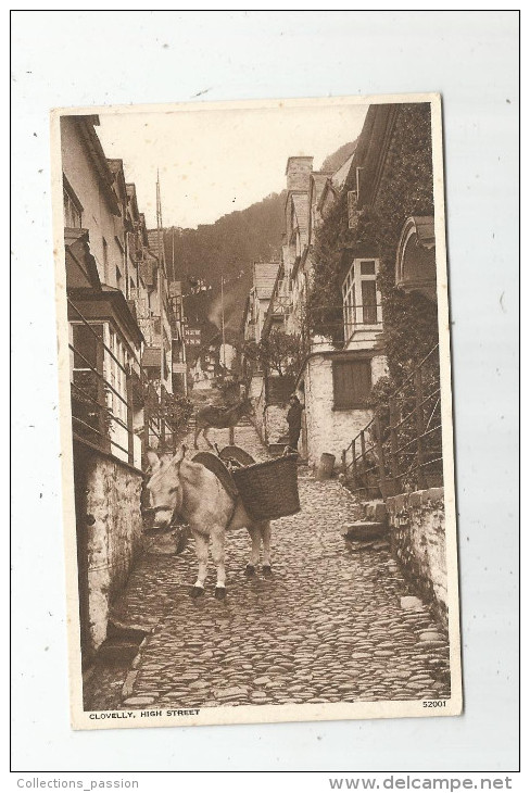 G-I-E , Cp, Angleterre , CLOVELLY  , ANIMAUX , ÂNE , High Street , Ed : Photochrom - Clovelly