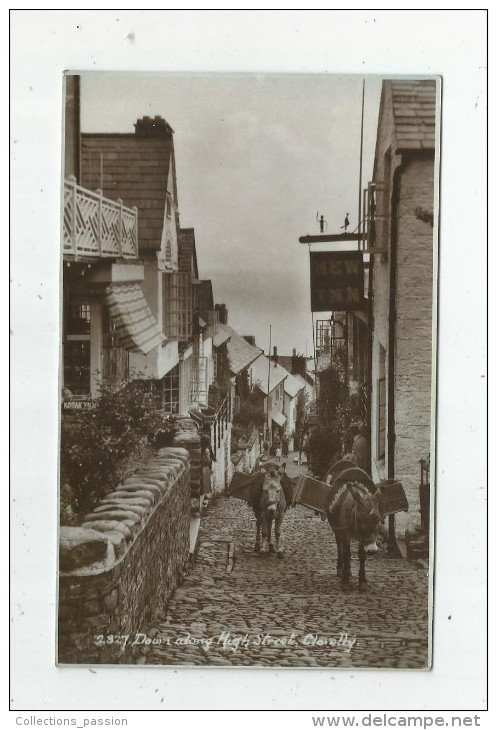 G-I-E , Cp, Angleterre , CLOVELLY  , ANIMAUX , ÂNE , Down Along High Street  , Ed : Sweetman & Co , Vierge - Clovelly