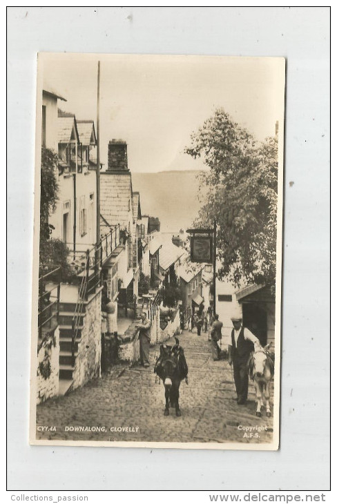 G-I-E , Cp ,  Angleterre , CLOVELLY  , ANIMAUX , ÂNE , Down Along , Ed : A.F.S. , écrite - Clovelly