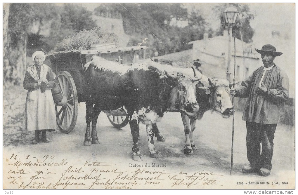 Retour Du Marché - Un Attelage De Boeufs - Edition Giletta - Carte Précurseur N°8202 - Attelages