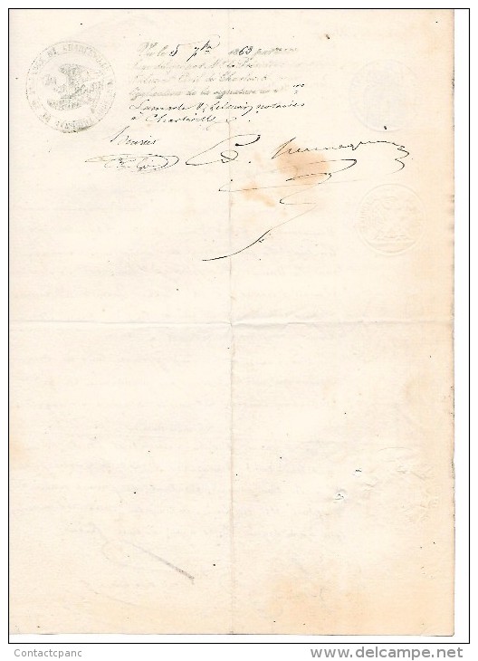 CONSENTEMENT   De  1863  -  à  CHARLEVILLE   - Ardennes ( 08 ) - Cachets Généralité