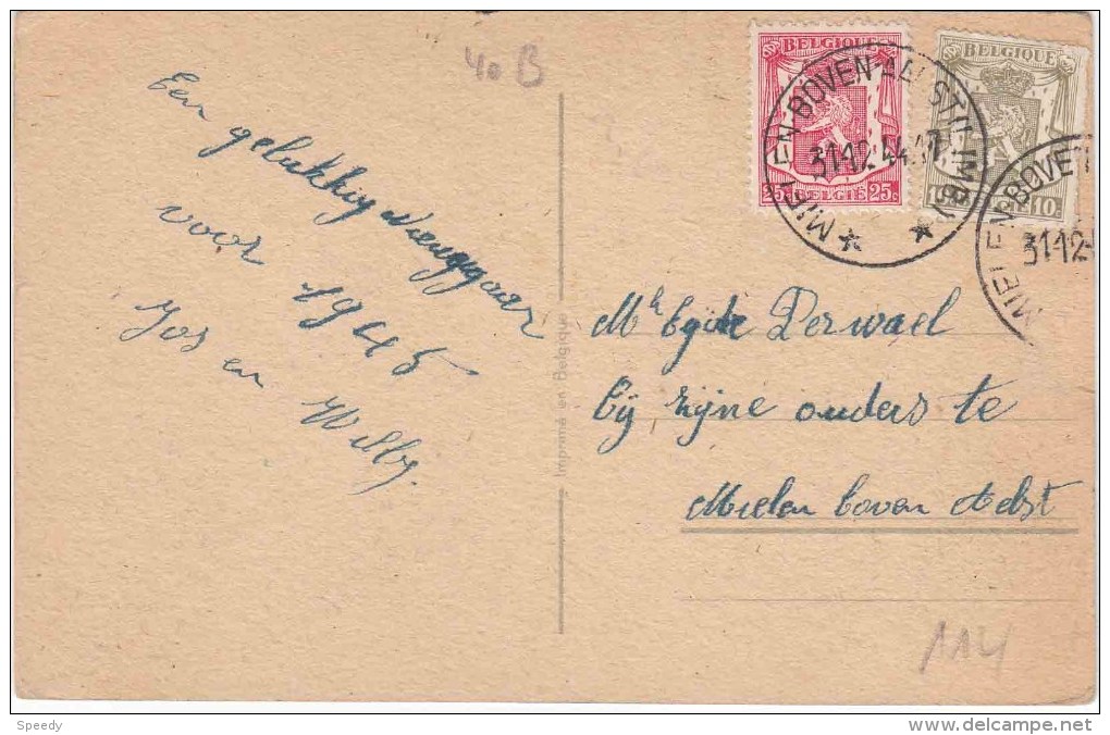 RELAIS : ZK PZ (B) RELAIS "MIELEN BOVEN AALST (LIMB.) 31.12.44" - Lettere Accidentate