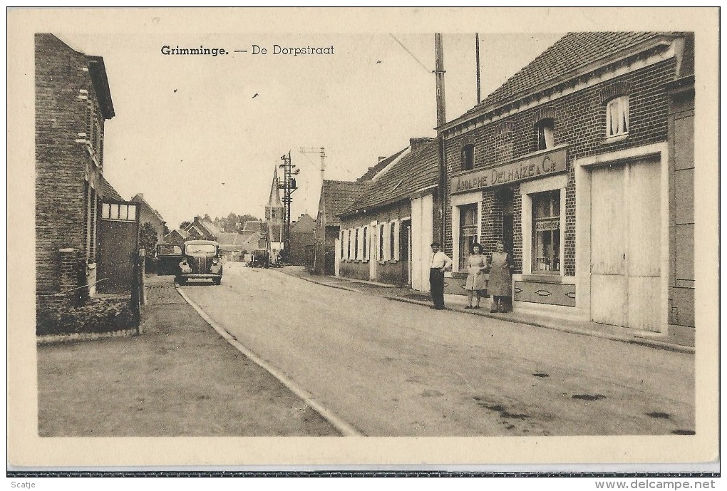 Grimminge.  -   De Dorpstraat  Met Adolphe Delhaize & Cie - Geraardsbergen