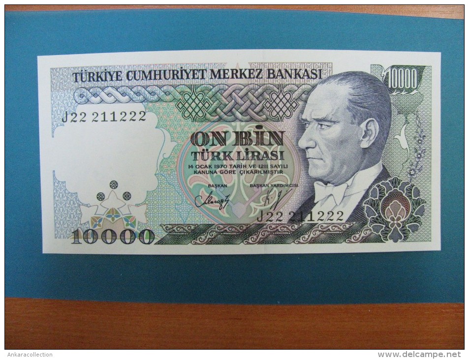 AC - TURKEY -  7th EMISSION 10 000 TL J 22 211 222 RADAR  UNCIRCULATED - Turkey