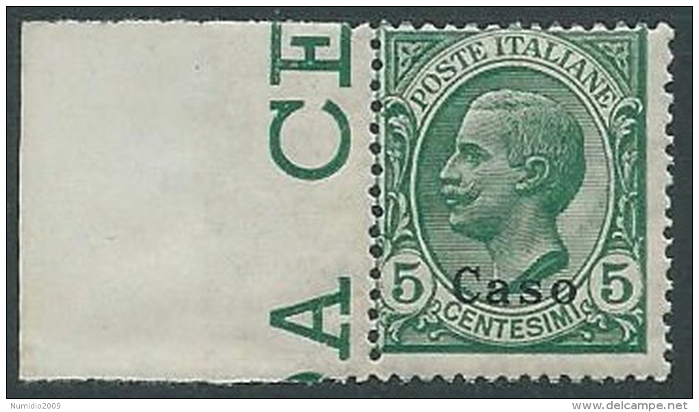 1912 EGEO CASO EFFIGIE 5 CENT MNH ** - M55-3 - Egeo (Caso)