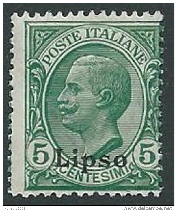 1912 EGEO LIPSO EFFIGIE 5 CENT MNH ** - M54-4 - Ägäis (Lipso)