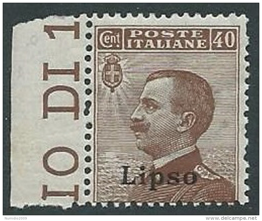 1912 EGEO LIPSO EFFIGIE 40 CENT MNH ** - M54-8 - Ägäis (Lipso)