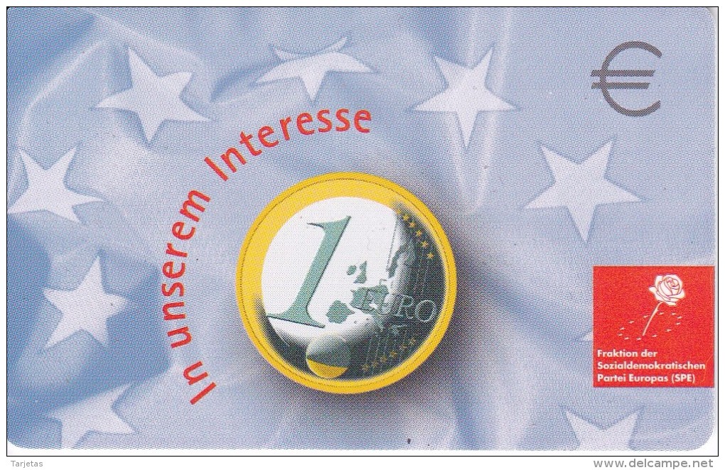 TARJETA DE ALEMANIA DE UNA MONEDA DE 1 EURO (COIN,MONEDA) ROSA-FLOR-FLOWER - Timbres & Monnaies