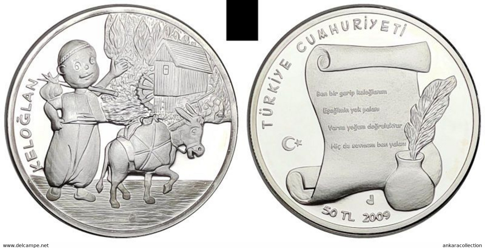 AC - KELOGLAN - BALD BOY & DONKEY - WATERMILL COMMEMORATIVE SILVER COIN  UNCIRCULATED PROOF​ TURKEY 2009 - Zonder Classificatie