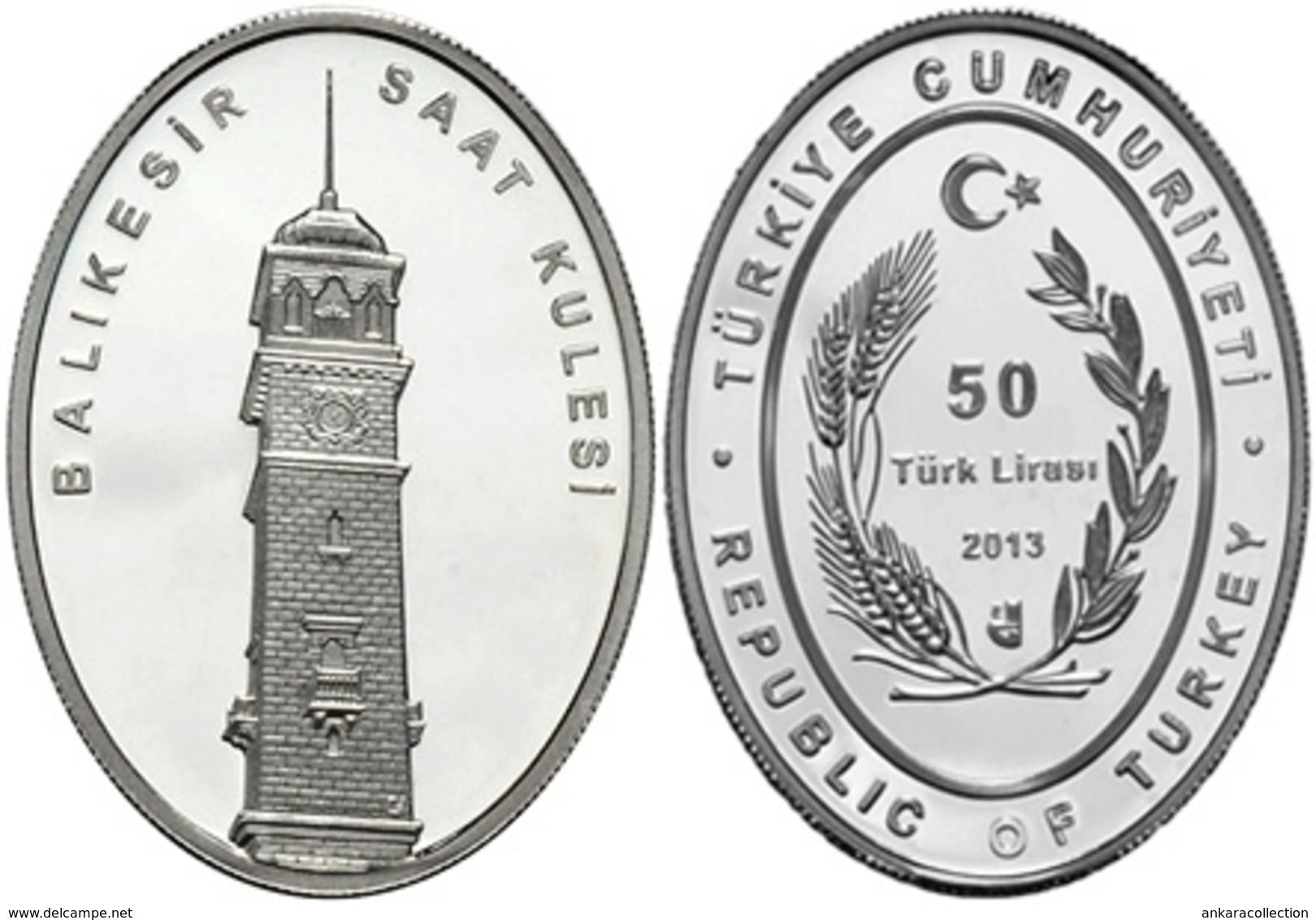 AC - BALIKESIR CLOCK TOWER CLOCK TOWER SERIES # 4 COMMEMORATIVE SILVER COIN TURKEY 2013 PROOF UNCIRCULATED - Ohne Zuordnung