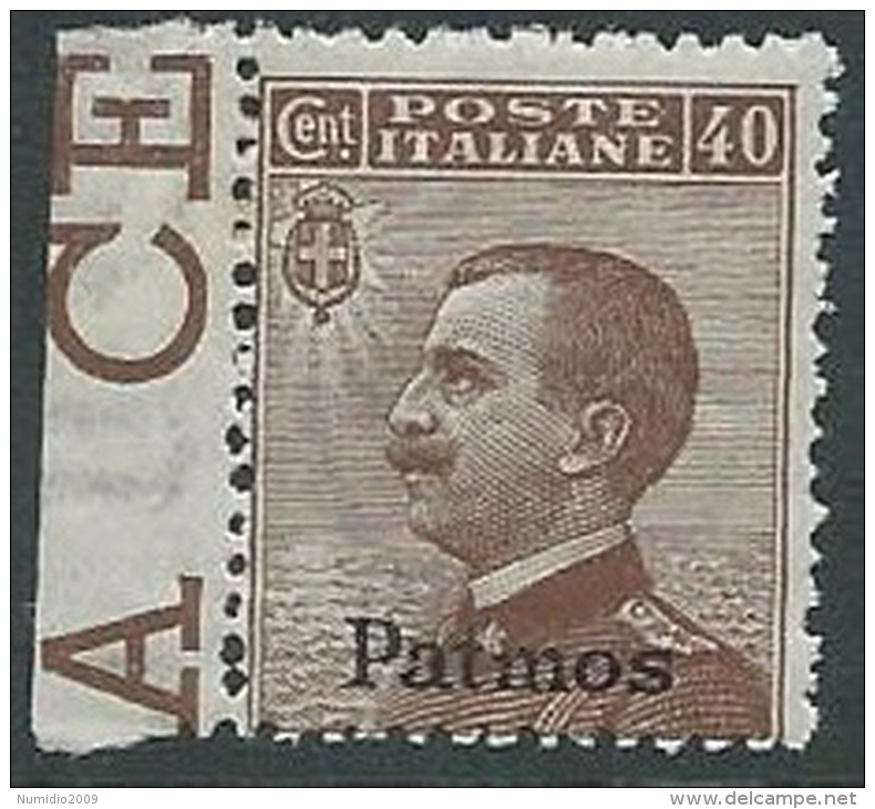 1912 EGEO PATMO EFFIGIE 40 CENT MNH ** - M56-5 - Egée (Patmo)