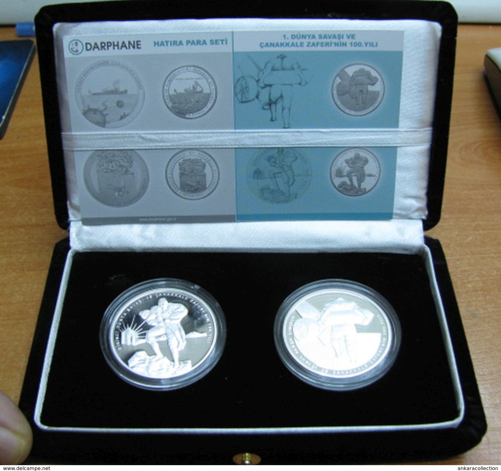 AC - CENTENARY OF DARDANELLES GALLIPOLI FIRST WORLD WAR COMMEMORATIVE SILVER 2 COINS SET TURKEY 2015 PROOF UNCIRCULATED - Ohne Zuordnung