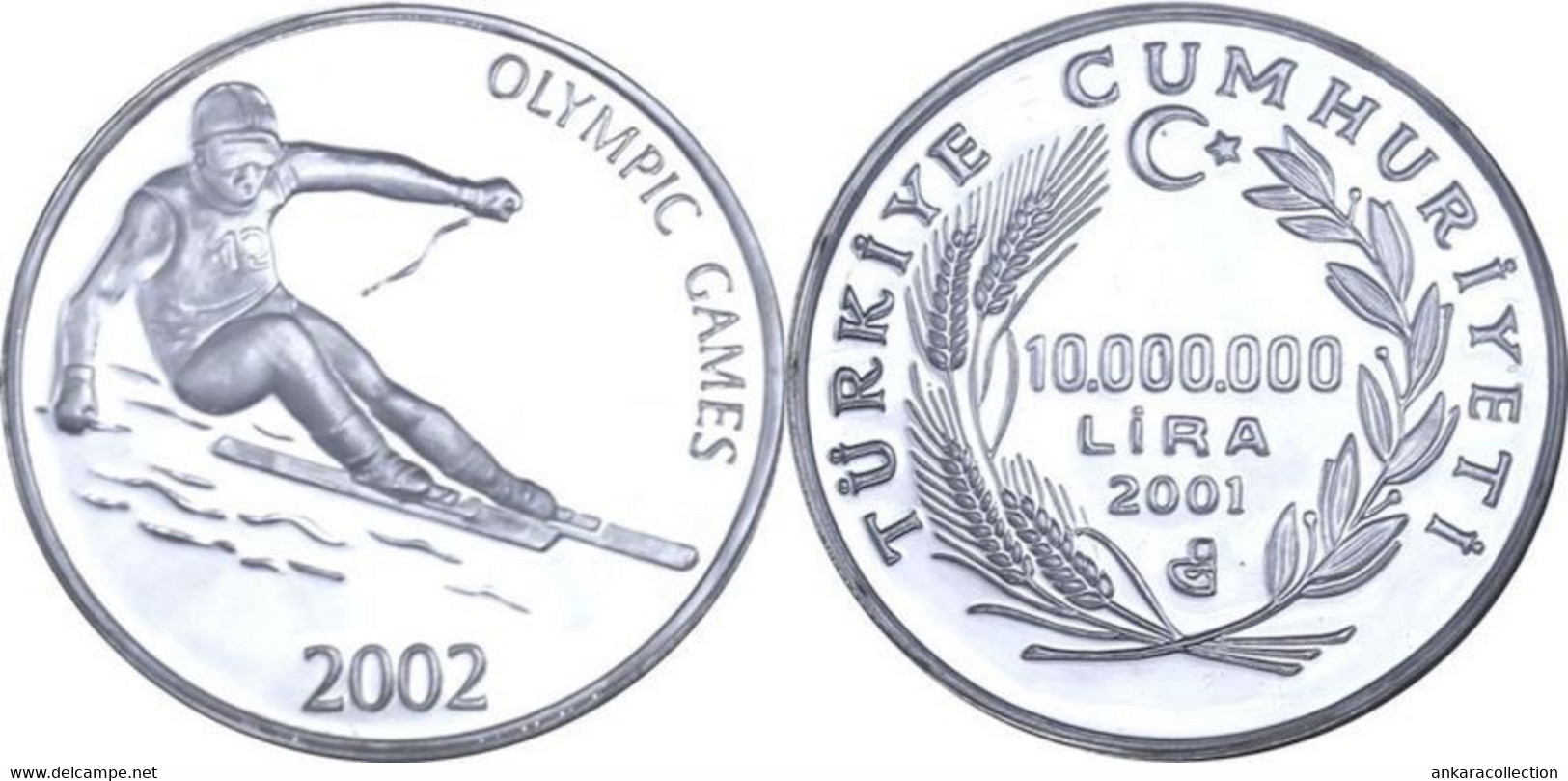 AC - SKI 2002 SALT LAKE WINTER OLYMPIC GAMES No#1 COMMEMORATIVE SILVER COIN TURKEY 2001 UNCIRCULATED  PROOF - Non Classés