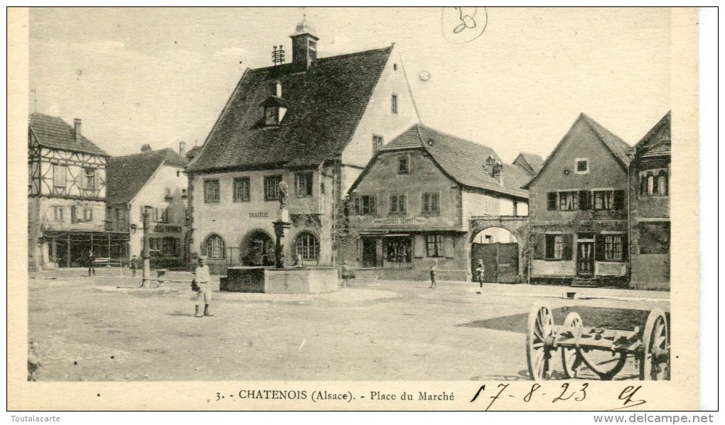 CPA 67 CHATENOIS PLACE DU MARCHE  1923 - Chatenois