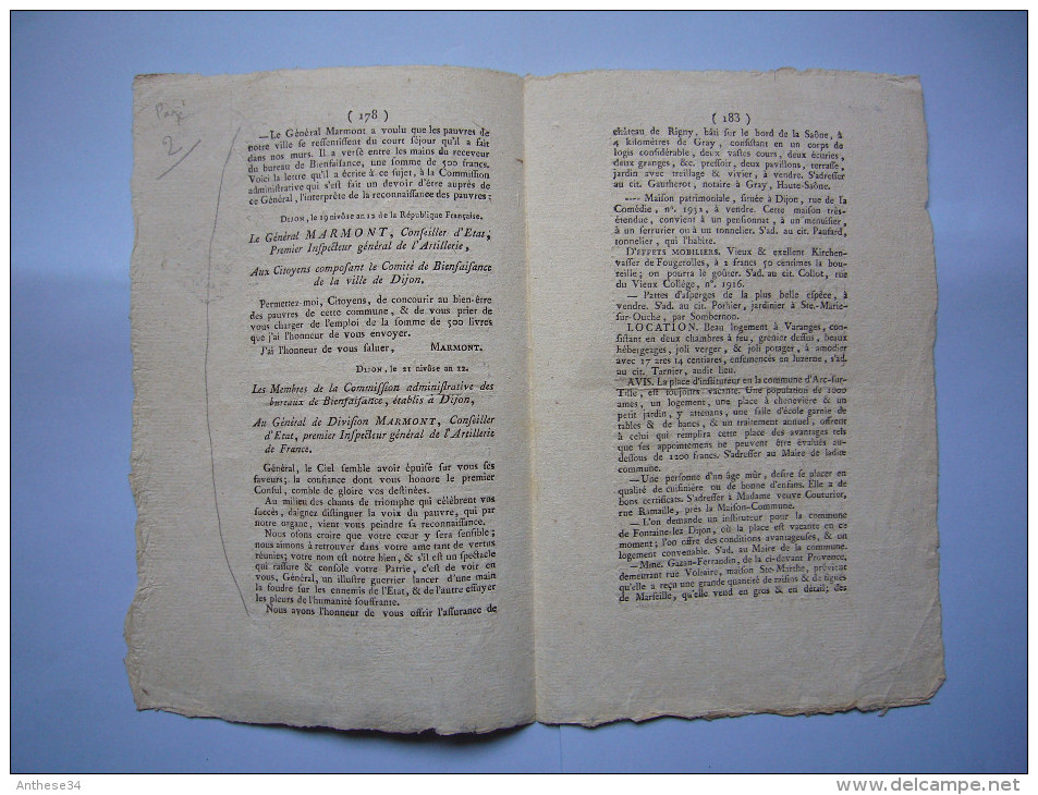 Journal De La Côte D'or Révolution An 12 De La République N°23 Par Carion Tampons - Historische Documenten