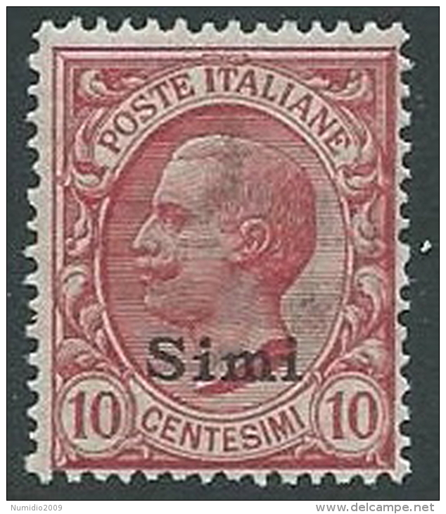 1912 EGEO SIMI EFFIGIE 10 CENT MNH ** - M58-4 - Ägäis (Simi)