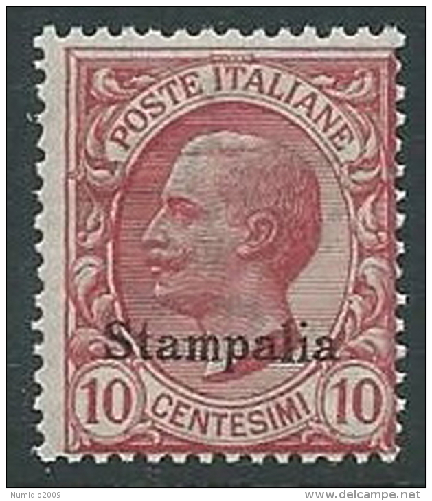 1912 EGEO STAMPALIA EFFIGIE 10 CENT MNH ** - M58-5 - Aegean (Stampalia)