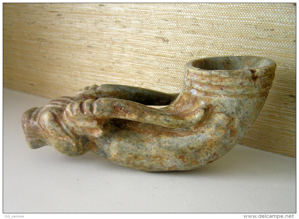 ANCIENT CHINESE JADE CARVED HORN CUP/ RHYTON - Archaeology