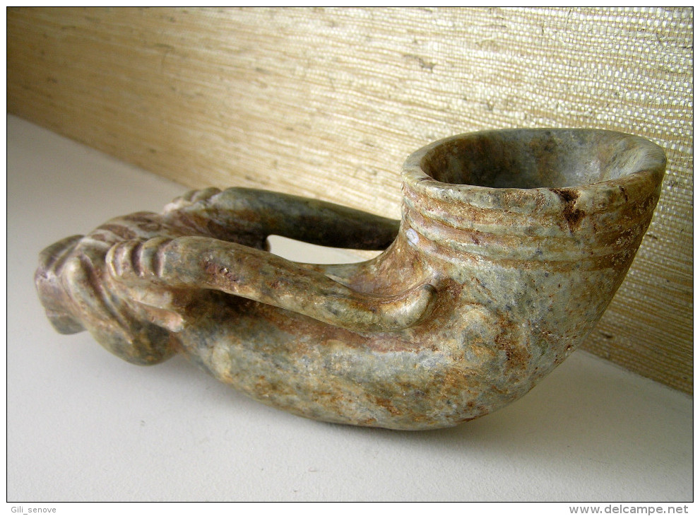 ANCIENT CHINESE JADE CARVED HORN CUP/ RHYTON - Archäologie