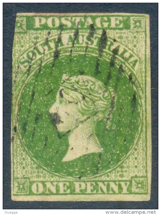 South Australia 1858. 1d Yellow Green (imp. - Large Star). SG 6. - Gebraucht