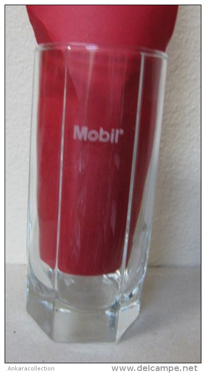 AC - MOBIL OIL TUMBLER HEXAGONAL CLEAR GLASS #3 FROM TURKEY - Verres