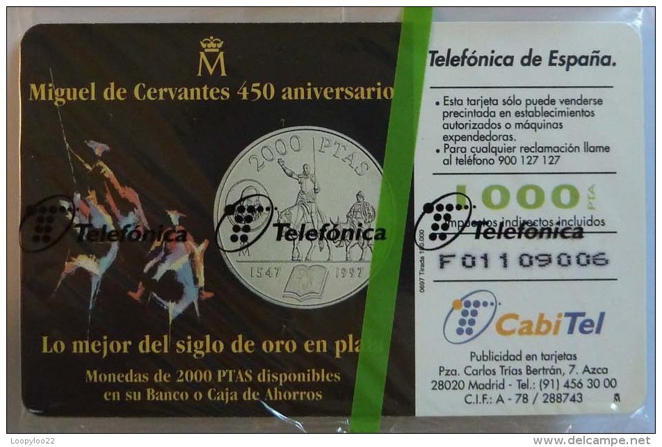 SPAIN - Chip - 1000 Units - Miguel De Cervantes 450 Aniversario - CP-105 - Mint Blister - Collections