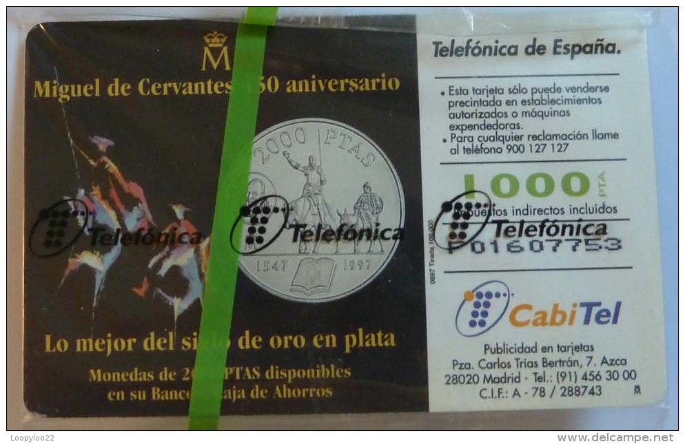 SPAIN - Chip - 1000 Units - Miguel De Cervantes 450 Aniversario - CP-107 - Mint Blister - Sammlungen