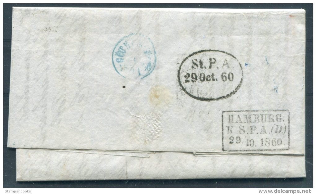 1860 GB London Stampless Entire - Uddevalla, Sweden Via Ostend /Hamburg K.S.P.A.(D) - Other & Unclassified