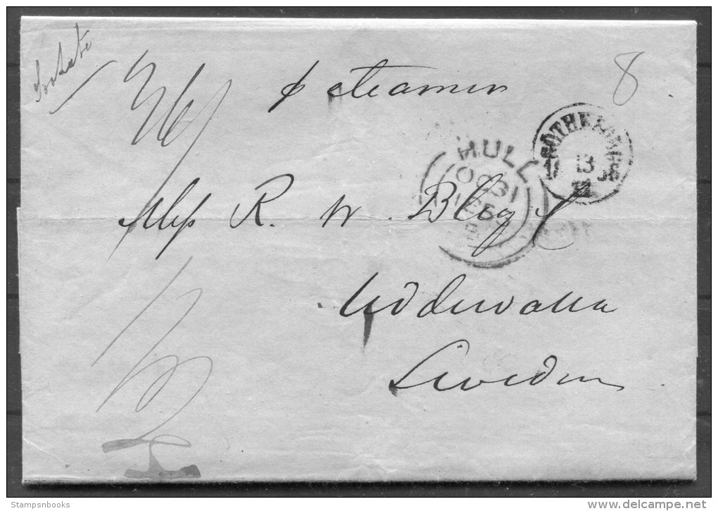 1856 GB Hull Stampless Entire - Uddevalla, Sweden Via Grimsby, Goteborg - Other & Unclassified