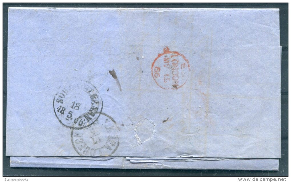 1866 GB Liverpool Von Sobbe &amp; Co. Stampless Entire - Uddevalla, Sweden Via London, Denmark KDPA Lubeck - Other & Unclassified