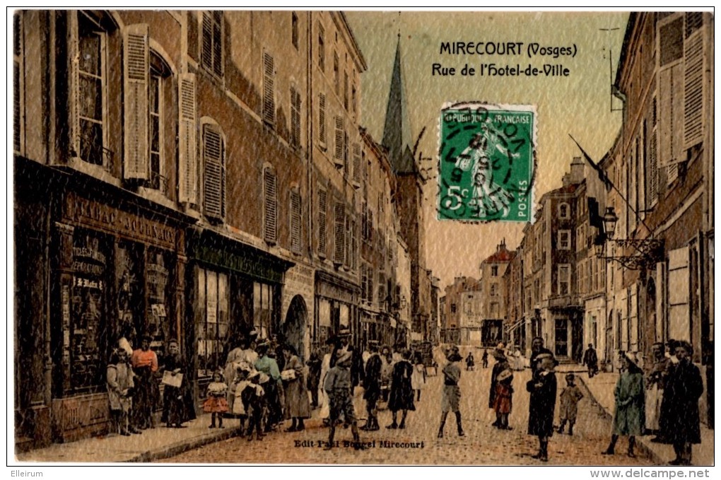 MIRECOURT (88) RUE DE L'HOTEL De VILLE. 1912. CARTE COLORISEE. - Mirecourt