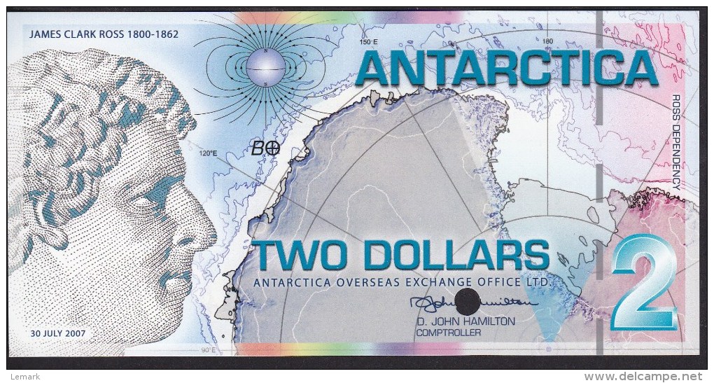 Antarctica 2 Dollar 30.07.2007 Specimen UNC - Autres & Non Classés