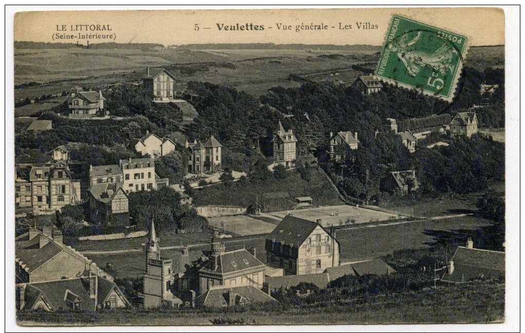 LL , 76 , VEULETTES , Vue Générale - Les Villas , Voyagée , N°5 - Otros & Sin Clasificación