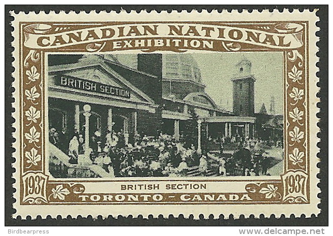 B02-04 CANADA Canadian National Exhibition 1937 Toronto MNH British Section - Local, Strike, Seals & Cinderellas