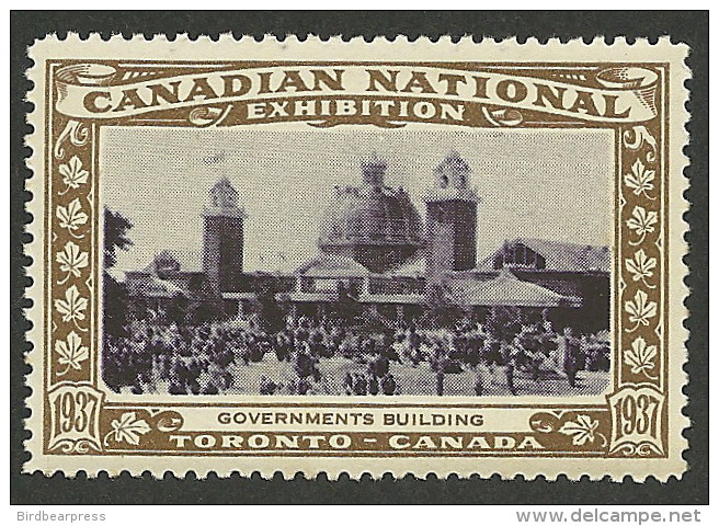 B02-06 CANADA Canadian National Exhibition 1937 Toronto MNH Governments Bldg - Local, Strike, Seals & Cinderellas