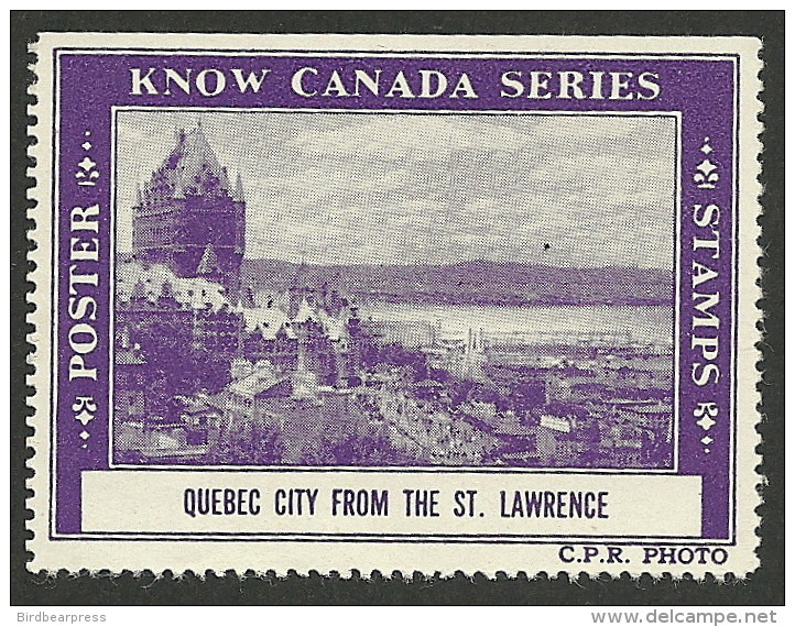 B02-25 CANADA Know Canada Series 1938 MNG Quebec From St Lawrence - Viñetas Locales Y Privadas