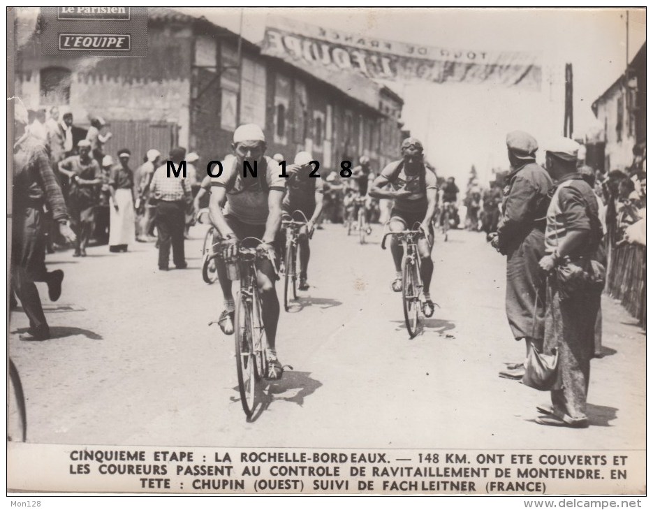 TOUR DE FRANCE 1948-5° ETAPE LA ROCHELLE BORDEAUX-RAVITAILLEMENT DE MONTENDRE-EN TETE CHUPIN SUIVI DE FACH LEITNER - Cyclisme