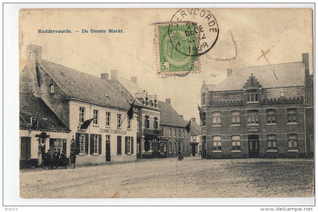 Ruddervoorde - De Groote Markt (plooi Re Boven En Naast Zegel Re) - Oostkamp