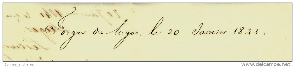 LETTRE Par LESCURE MAITRE DE FORGES LUGOS GIRONDE  Avec Cursive "32 Belin" 1841 à HOLAGRAY ET FESTUGIER BORDEAUX B.E. - 1800 – 1899