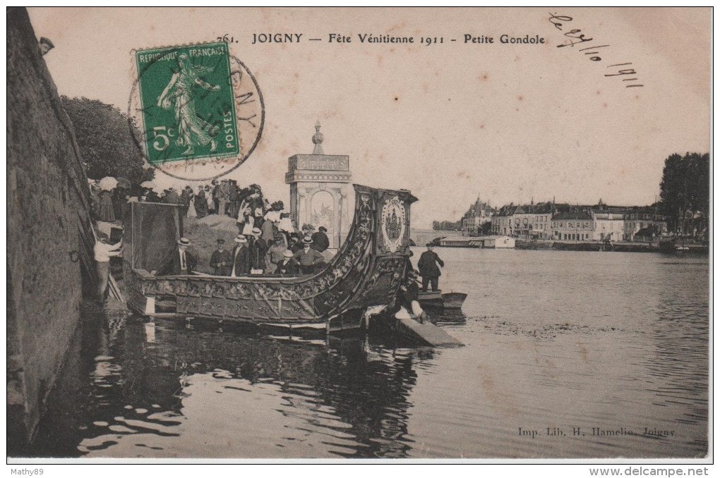 CPA 89. YONNE. JOIGNY. FETE VENITIENNE 1911 - PETITE GONDOLE. - Joigny