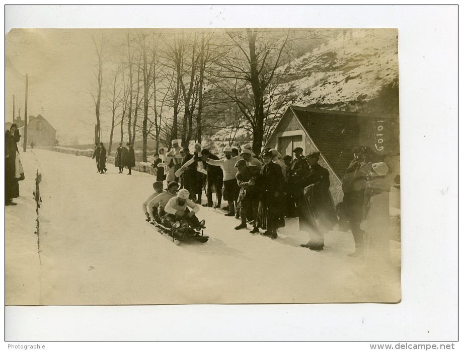 France Pyrenees Cauterets Course De Luge Bobsleigh Ancienne Photo 1910 - Sports