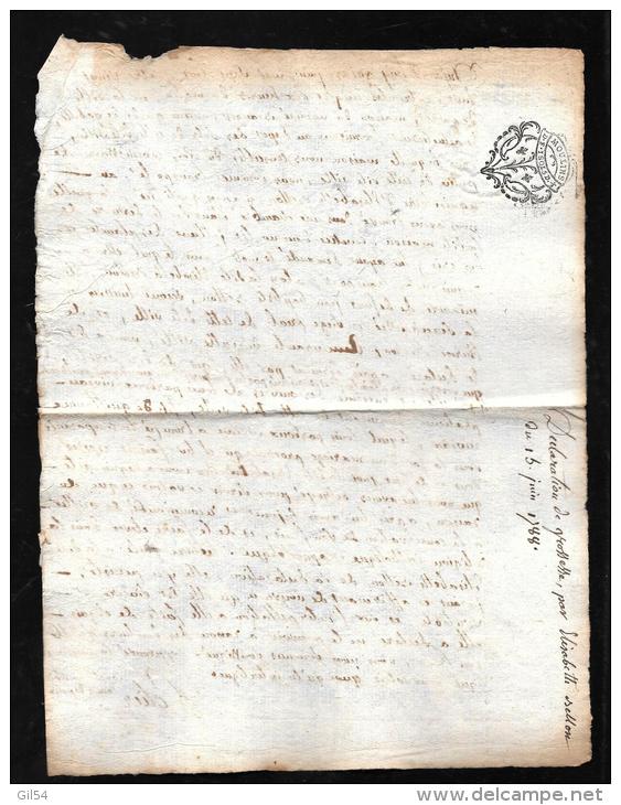 Gueret 1788 - Déclaration Grossesse De Elisabeth Sellon,  Oeuvres De Guillaume Niveau ( Creuse ) - Qaa05 - Documents Historiques
