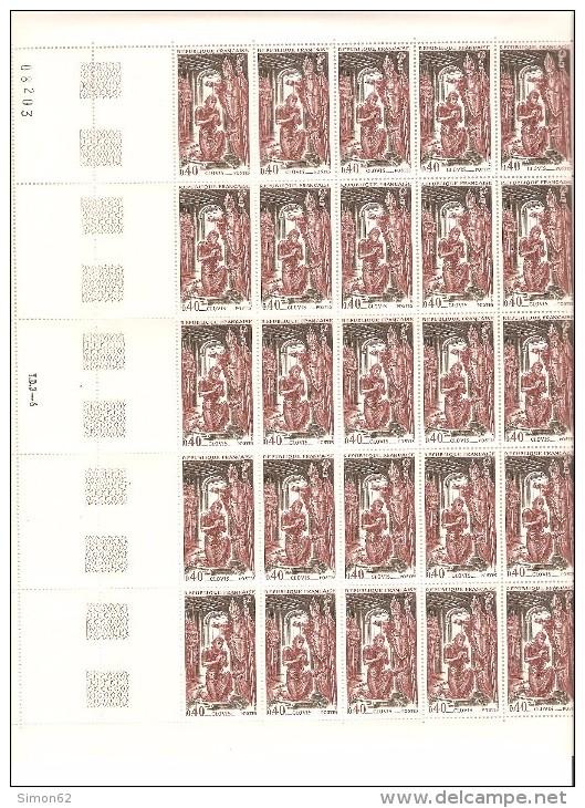 FRANCE   FEUILLE DE 25  DU N° 1496 NEUF ** MNH DE1966 - Feuilles Complètes