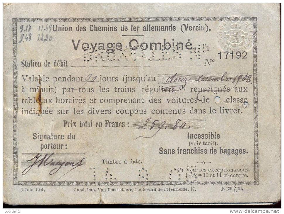 Chemins De Fer Allemands Verein - Omslag Carnet Zonder Biljetten - Voyage Combiné 1903 - Europa