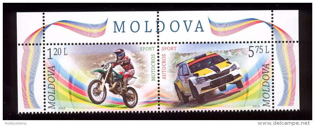 Moldova 2015, Motorbikes Cars Motocross Autocross, Set Of 2v, MNH - Moldavia